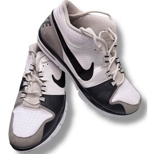 Nike Trainer 1 Mens US 14 White Black Gray Mid Top Athletic Shoes 371378 105